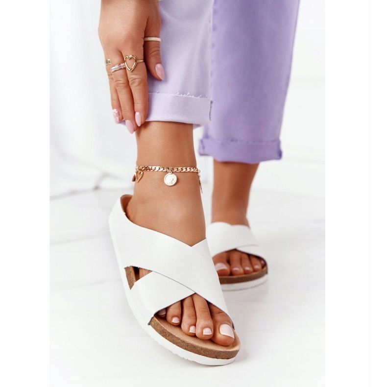 Pantuflas de piel perfilada Big Star HH274647 Blanco 2