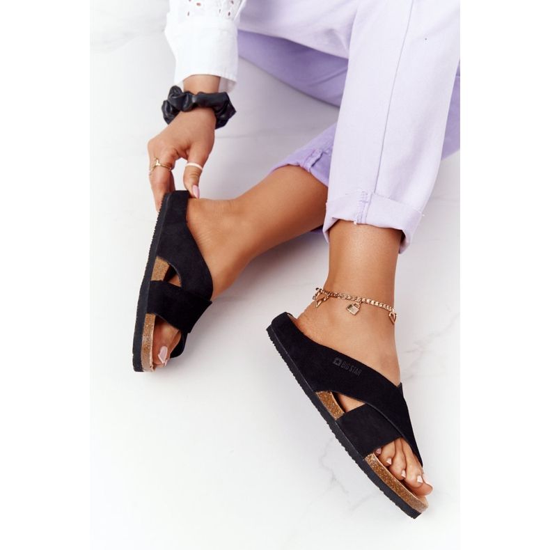 Pantuflas de ante con perfil Big Star HH274640 Negro 2