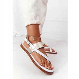 Sandalias Piel Chanclas Big Star HH274714 Blanco y Dorado 3