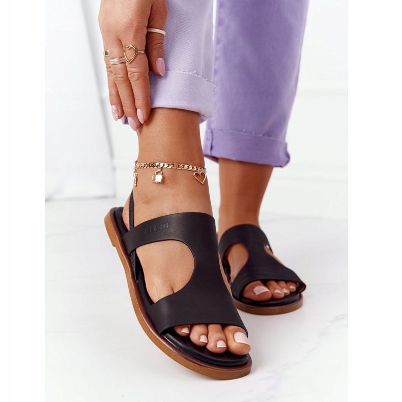 Sandalias Piel Con Puño Big Star HH274715 Negro 2