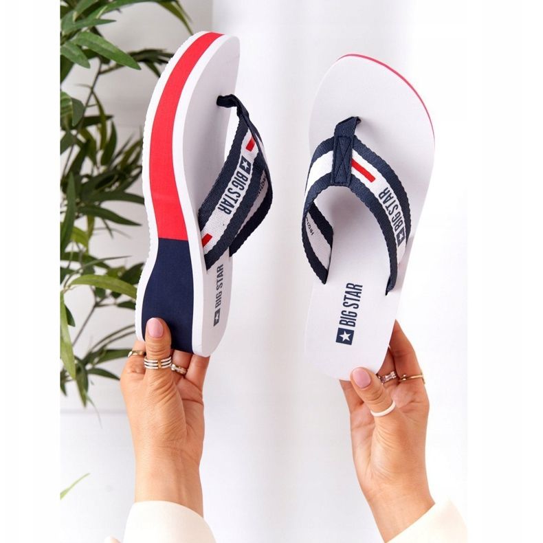Chanclas de mujer con cuña Big Star HH274A093 Blanco azul 2