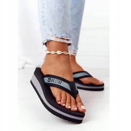 Chanclas de mujer con cuña Big Star HH274A096 Negro gris 2
