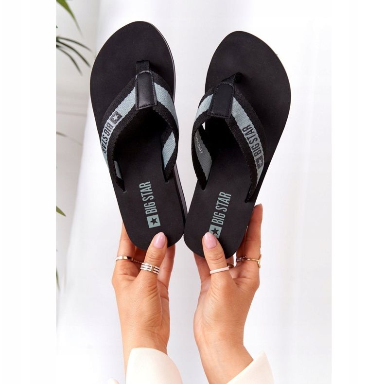 Chanclas de mujer con cuña Big Star HH274A096 Negro gris 1