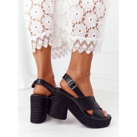 Sandalias negras de tacón alto con trenza Big Star HH274387 negro 3