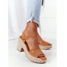 Big Star Sandalias de tacón alto con una gran estrella trenzada HH274394 Camel marrón 1