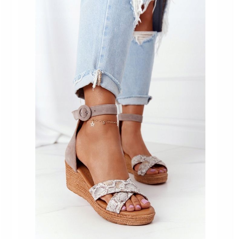 Sandalias Cuña Ante Maciejka 04565-04 Beige-Dorado 1