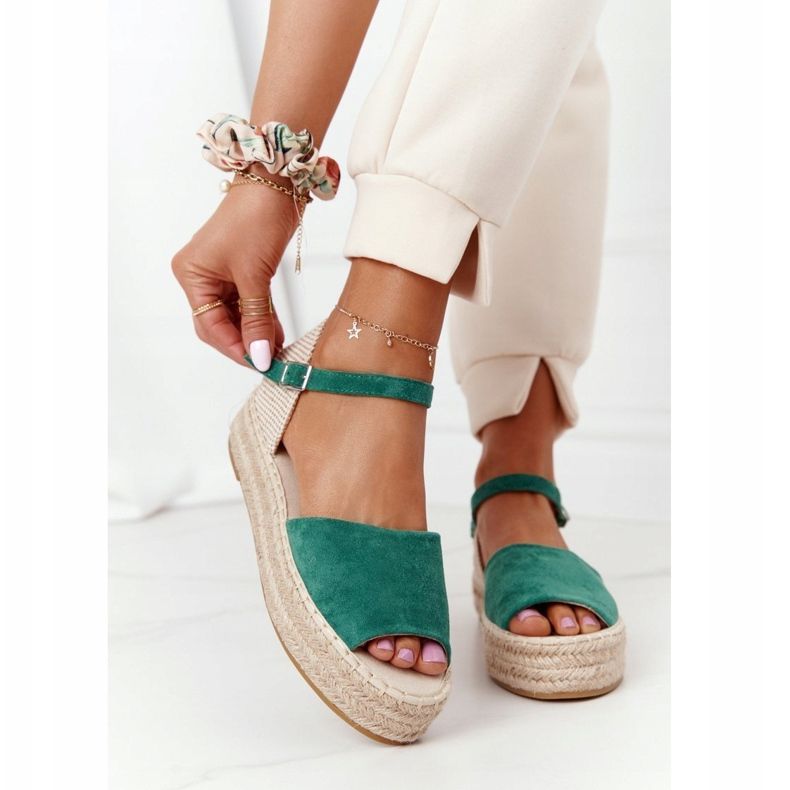 Sandalias trenzadas Megara verdes beige 2