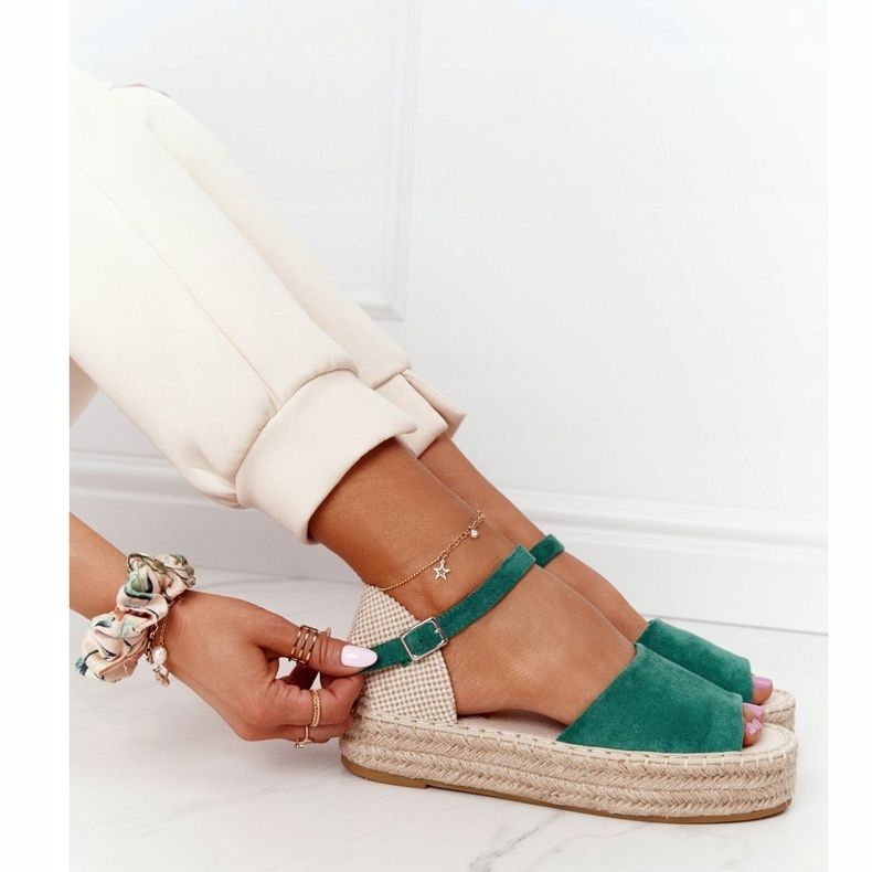 Sandalias trenzadas Megara verdes beige 1