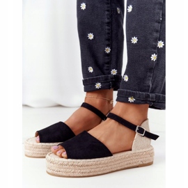 Sandalias negras Megara negras en la plataforma trenzada beige negro 3
