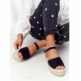 Sandalias negras Megara negras en la plataforma trenzada beige negro 4