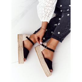 Sandalias negras Megara negras en la plataforma trenzada beige negro 5