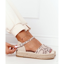Sandalias En La Plataforma Con Estampado Serpiente Trenzado Beige Megara marrón 3