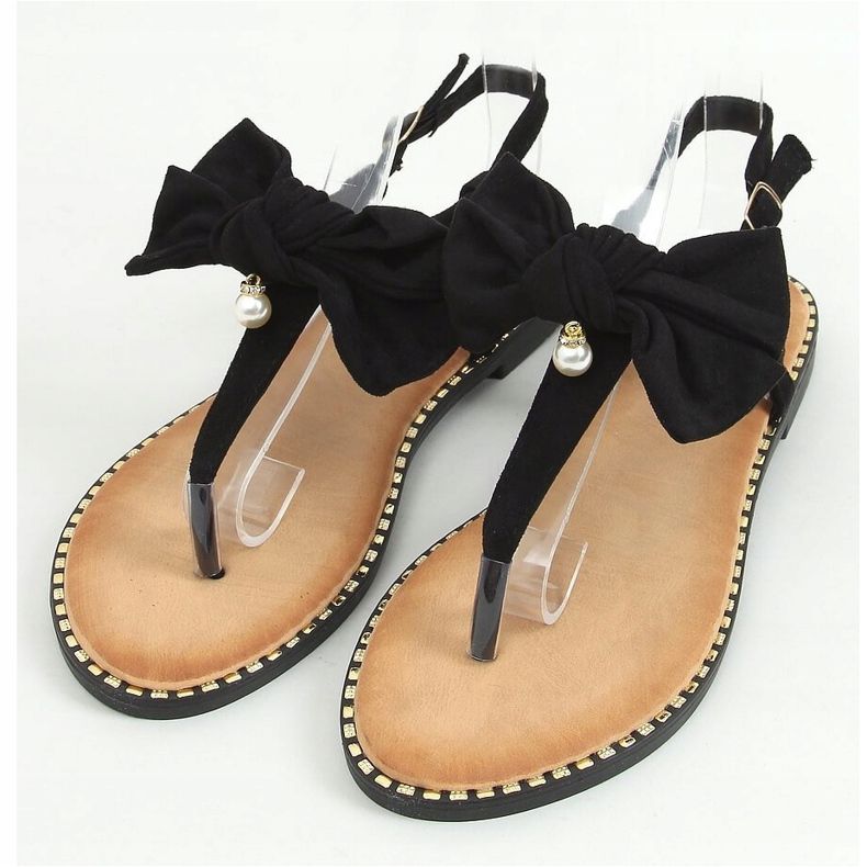 Sandalias negras con lazo N-102 Negro 1