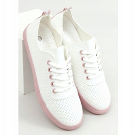 Zapatillas de mujer con cordones, blancas y rosa LA44 Pink blanco 1