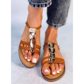 Sandalias de mujer camel N-101 Camel marrón 2
