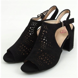 Sandalias tacón negro calado 429-10 Black 1