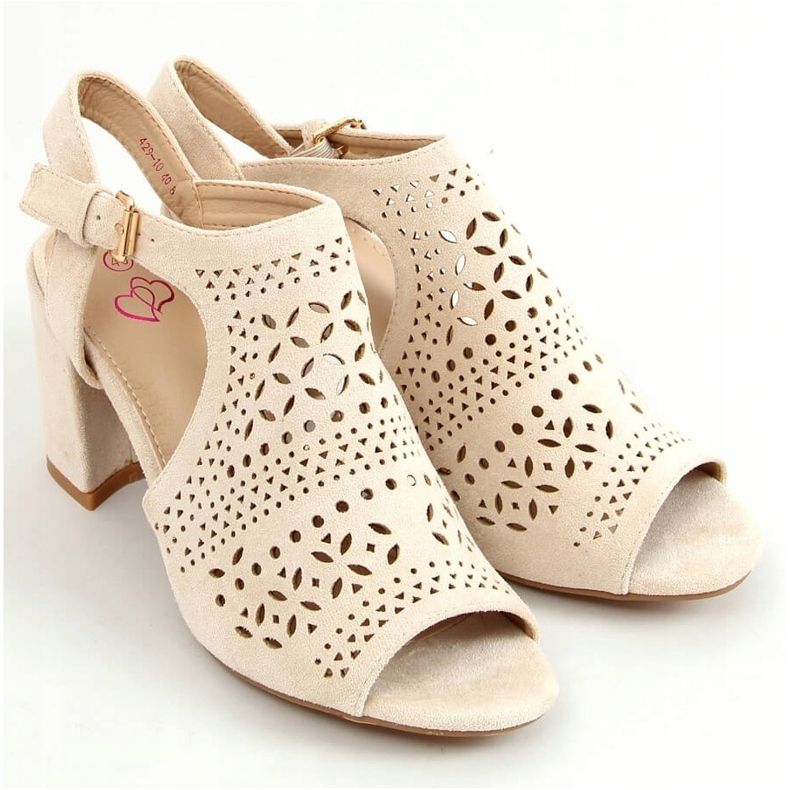 Sandalia calada beige con tacones 429-10 Beige 1 Sandalia calada beige con tacones 429-10 Beige 1