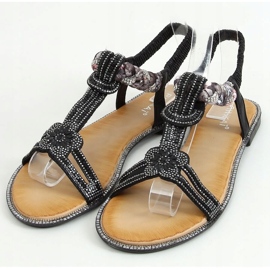 Sandalias negras con circonitas JN11-10 Negro 1