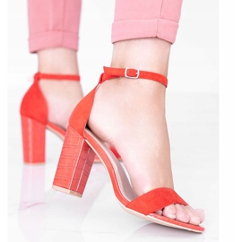 Sandalias rojas en poste con estampado de piel de cocodrilo Dolores rojo 2