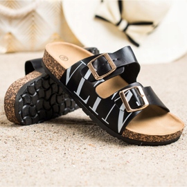 SHELOVET Zapatillas cómodas de piel ecológica negro 2