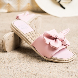 Small Swan Pantuflas Eco Piel Con Lazo rosado 3