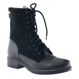 Botas de piel para mujer Kazkobut 2809 botas negras negro rojo 1