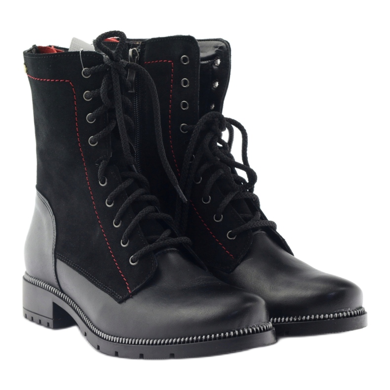 Botas de piel para mujer Kazkobut 2809 botas negras negro rojo 6