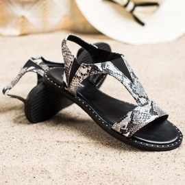 Goodin Sandalias sin cordones con estampado de serpiente gris 2