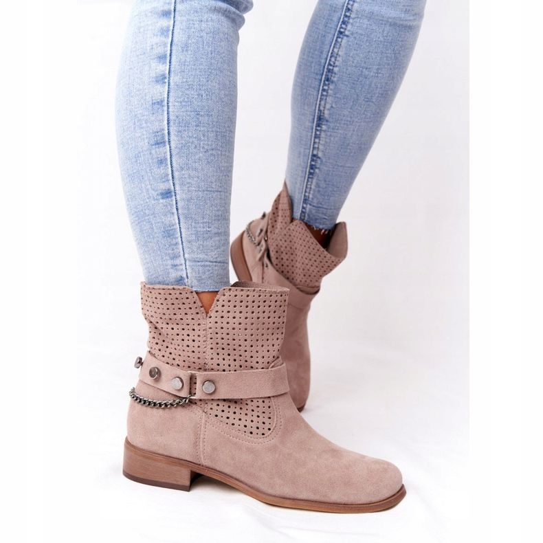 Botas de primavera caladas Lewski Shoes 2905-0 Beige 2