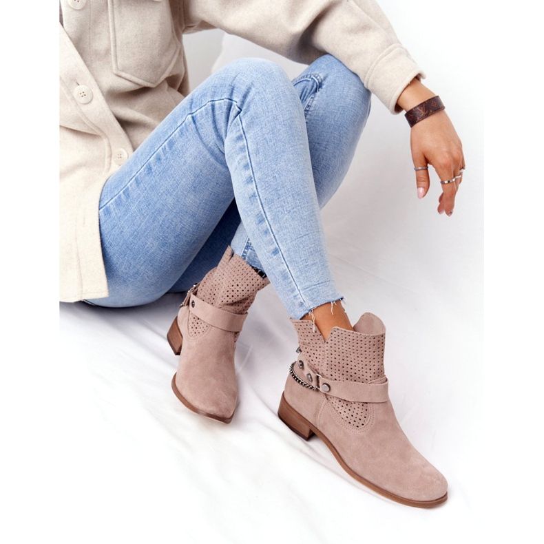 Botas de primavera caladas Lewski Shoes 2905-0 Beige 5