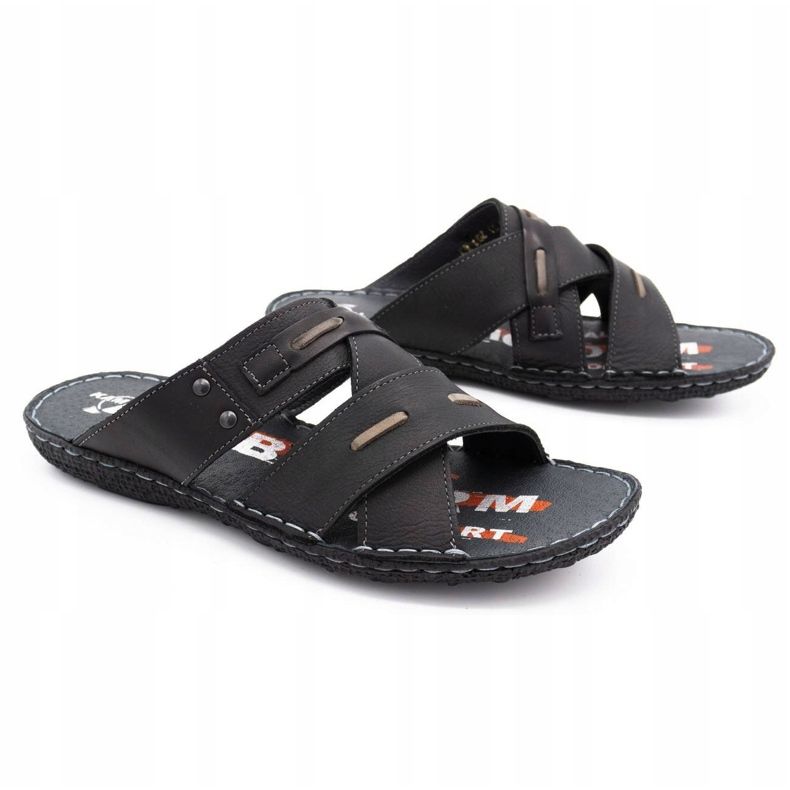 Kampol Zapatilla piel hombre 201/3 negro 3