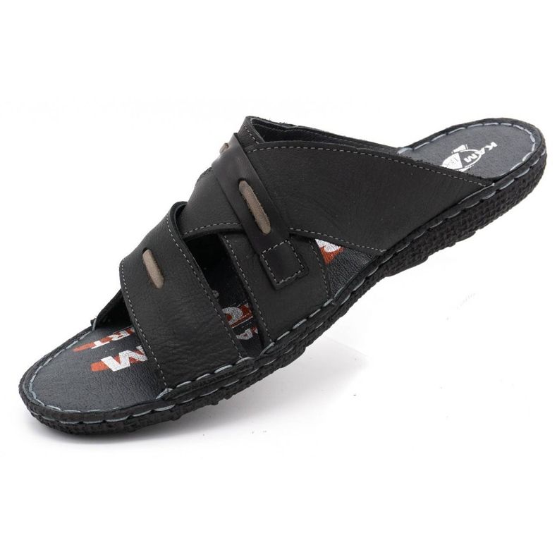 Kampol Zapatilla piel hombre 201/3 negro 2