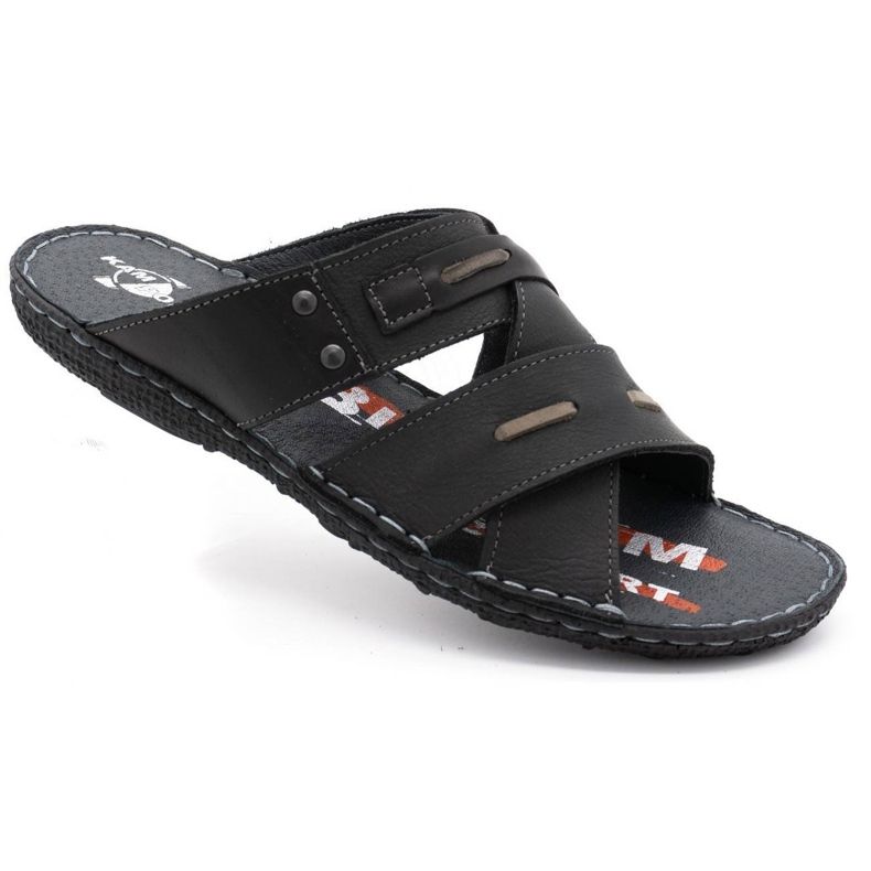 Kampol Zapatilla piel hombre 201/3 negro 1