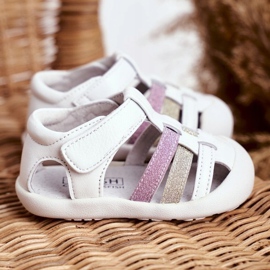 Apawwa Sandalias Infantiles con Velcro Glitter Blanco Ontario rosado dorado 3