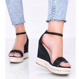 Sandalias de cuña negras con circonita Sun Sparrow negro 1 Sandalias de cuña negras con circonita Sun Sparrow negro 1