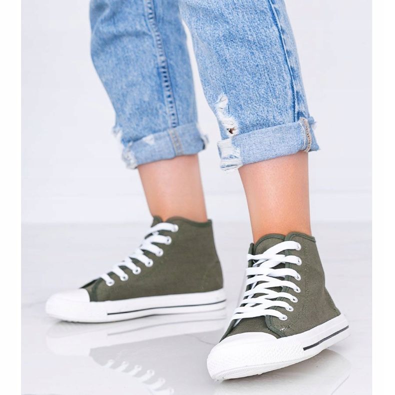 Zapatillas de mujer verde caqui al tobillo Gampa 1