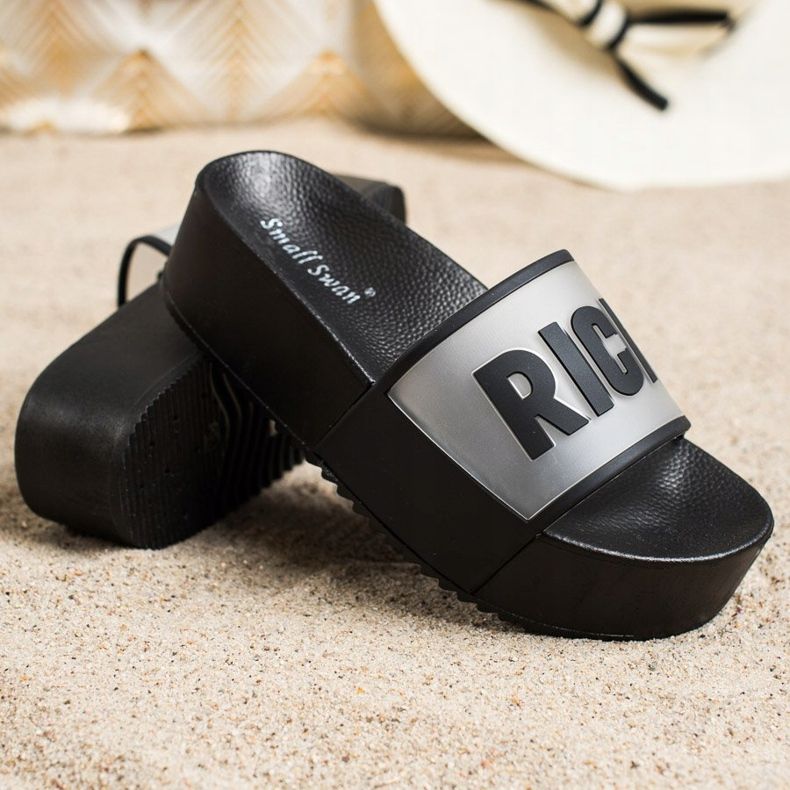 Small Swan Pantuflas de plataforma rica negro 1