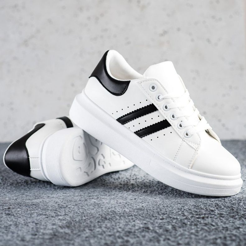SHELOVET Zapatillas clásicas con rayas blanco 1 SHELOVET Zapatillas clásicas con rayas blanco 1