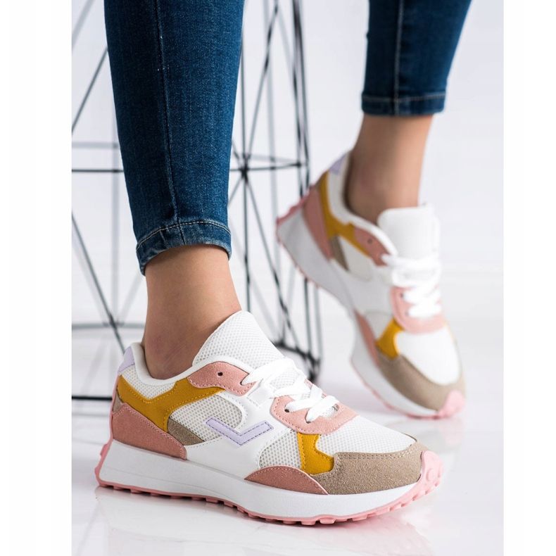 SHELOVET Zapatillas de colores blanco multicolor 2
