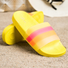 Bona Chanclas cómodas con rayas de colores amarillo 3