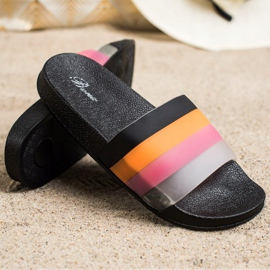 Bona Chanclas cómodas con rayas de colores negro 2