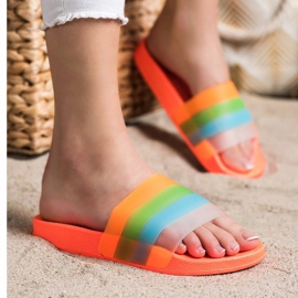 Bona Chanclas cómodas con rayas de colores naranja 2 Bona Chanclas cómodas con rayas de colores naranja 2