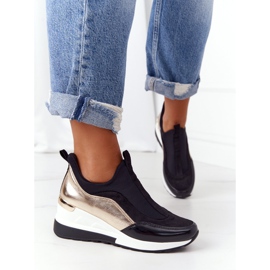 PE1 Zapatillas con cuña City Beat en negro y dorado 4