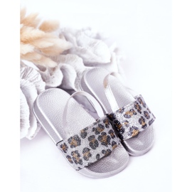 FR1 Pantuflas Infantiles De Goma Con Brocado Plata Rimia 2