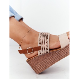 S.Barski Sandalias de cuña caladas S. Barski GD-47 Beige 3