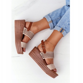 S.Barski Sandalias de cuña caladas S. Barski GD-47 Beige 5