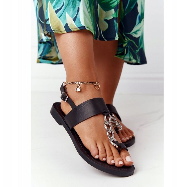 Sandalias Piel Chanclas Big Star HH274705 Negro 2