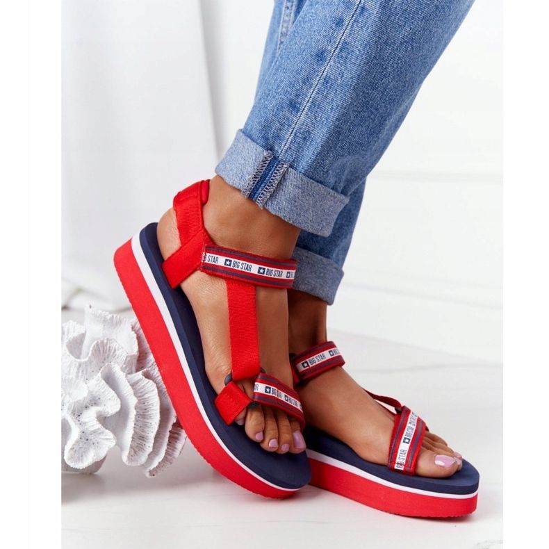 Sandalias de espuma On The Big Star HH274A102 Red Platform rojo azul marino 2