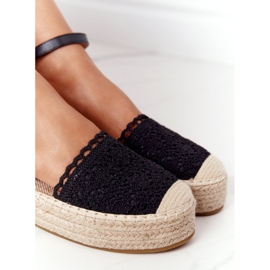 Alpargatas De Encaje En Una Plataforma Larissa Negra Trenzada beige negro 5