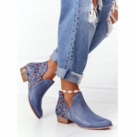 Botas Maciejka Piel Azul Marino Con Flores 04091-64 multicolor 2